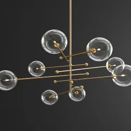 Glass globe mobile arm chandelier gold